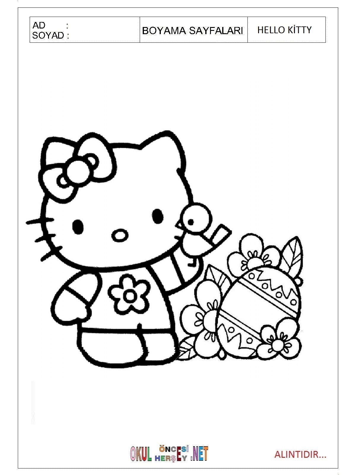 Hello kitty easter pictures to color Hello kitty easter pictures to color