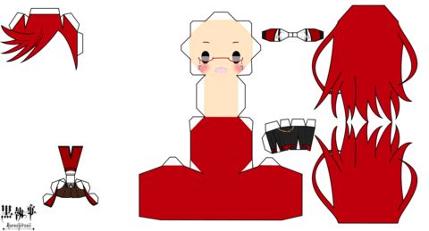 Çocuklar İçin  Black Butler Kağıt Kübik Oyuncaklar Şablonu  