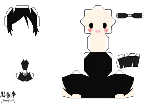 Çocuklar İçin  Black Butler Kağıt Kübik Oyuncaklar Şablonu  