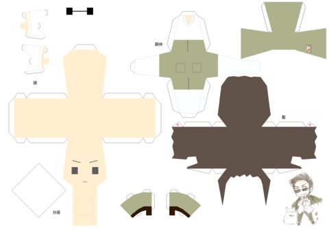 Çocuklar İçin  Hetalia Kağıt Kübik Oyuncaklar Şablonu  