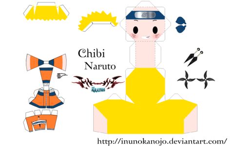 Çocuklar İçin  Naruto Kağıt Kübik Oyuncaklar Şablonu  