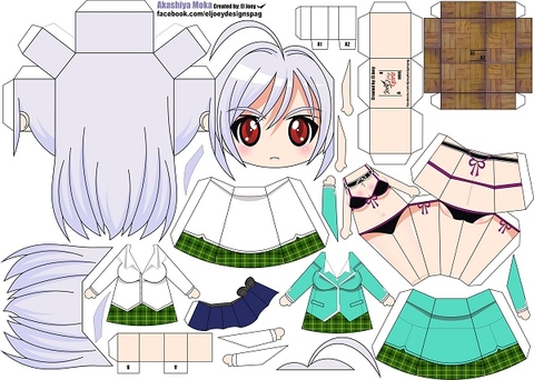 Çocuklar İçin  Rosario Vampire Kağıt Kübik Oyuncaklar Şablonu  