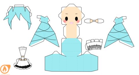 Çocuklar İçin  Vocaloid Kağıt Kübik Oyuncaklar Şablonu  
