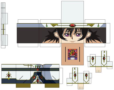 Çocuklar İçin  Code Geass Kağıt Kübik Oyuncaklar Şablonu  