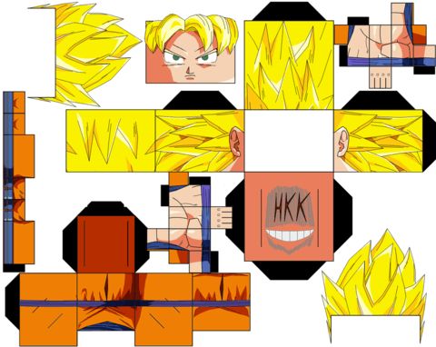 Çocuklar İçin  Dragon Ball Kağıt Kübik Oyuncaklar Şablonu  