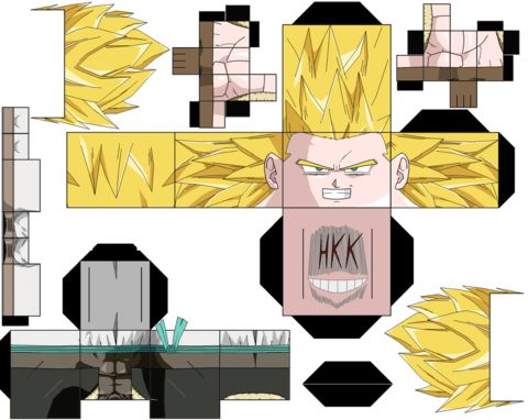 Çocuklar İçin  Dragon Ball Kağıt Kübik Oyuncaklar Şablonu  