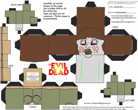 Çocuklar İçin  Evil Dead Kağıt Kübik Oyuncaklar Şablonu  