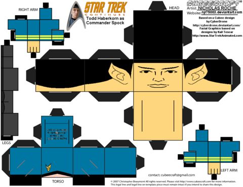 Çocuklar İçin  Star Trek Kağıt Kübik Oyuncaklar Şablonu  