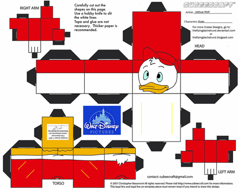 Çocuklar İçin  Ducktales Kağıt Kübik Oyuncaklar Şablonu  