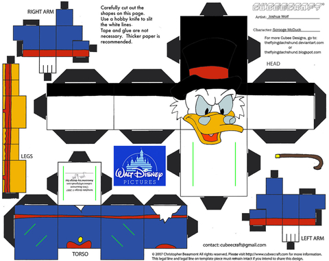 Çocuklar İçin  Ducktales Kağıt Kübik Oyuncaklar Şablonu  