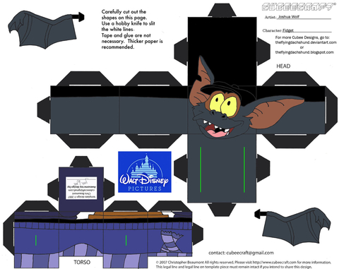 Çocuklar İçin  Great Mouse Detective Kağıt Kübik Oyuncaklar Şablonu  