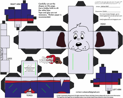 Çocuklar İçin  Pound Puppies Kağıt Kübik Oyuncaklar Şablonu  