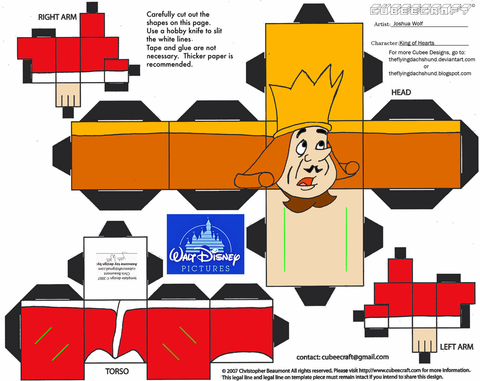 Çocuklar İçin  Alice in Wonderland Kağıt Kübik Oyuncaklar Şablonu  