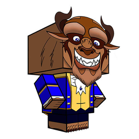 Çocuklar İçin  Beauty and the Beast Kağıt Kübik Oyuncaklar Şablonu  