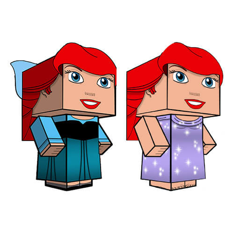 Çocuklar İçin  Little Mermaid Kağıt Kübik Oyuncaklar Şablonu  