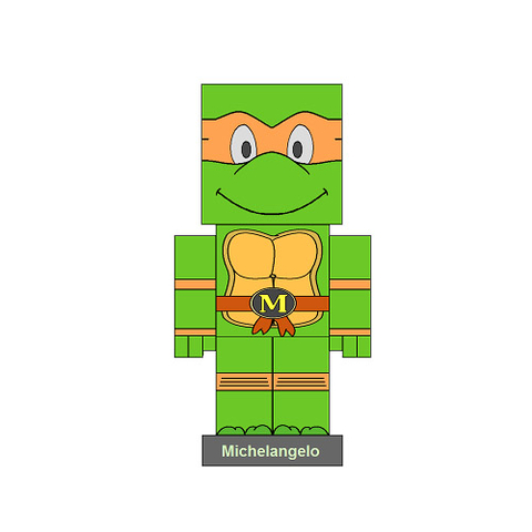 Çocuklar İçin  Ninja Turtles Kağıt Kübik Oyuncaklar Şablonu  
