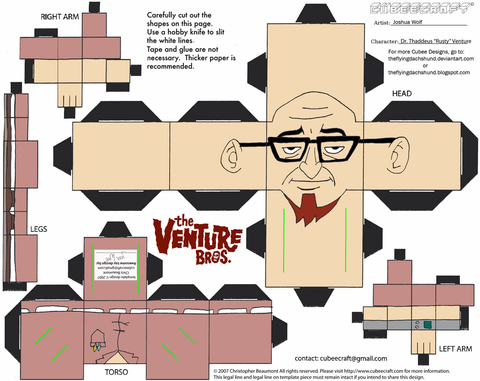 Çocuklar İçin  Venture Bros Toys Kağıt Kübik Oyuncaklar Şablonu  