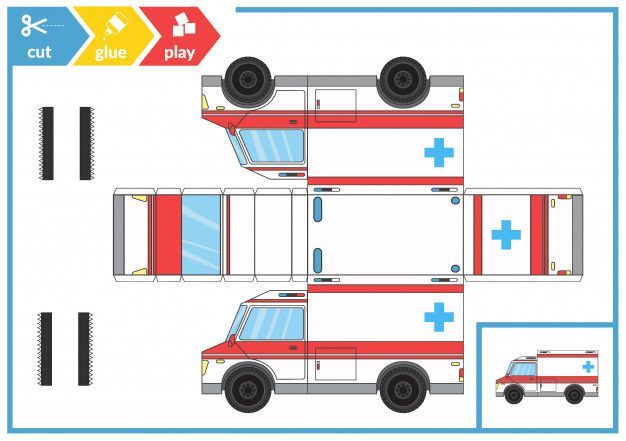 Çocuklar İçin  Ambulans Hazır Maket Şablonları  