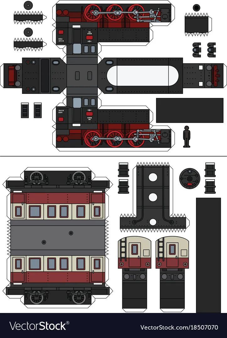 Çocuklar İçin  Tren Hazır Maket Şablonları  