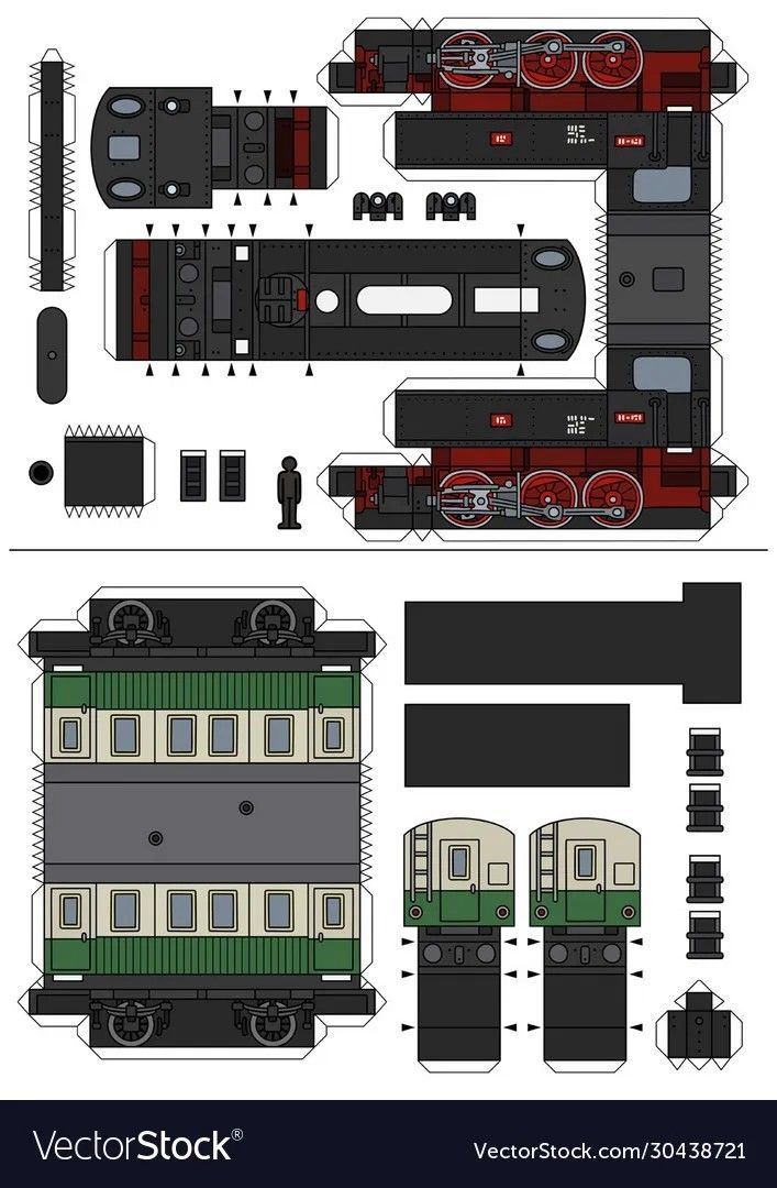 Çocuklar İçin  Tren Hazır Maket Şablonları  