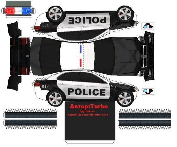 Çocuklar İçin  Alvin Polis Arabası Maket Şablonları  