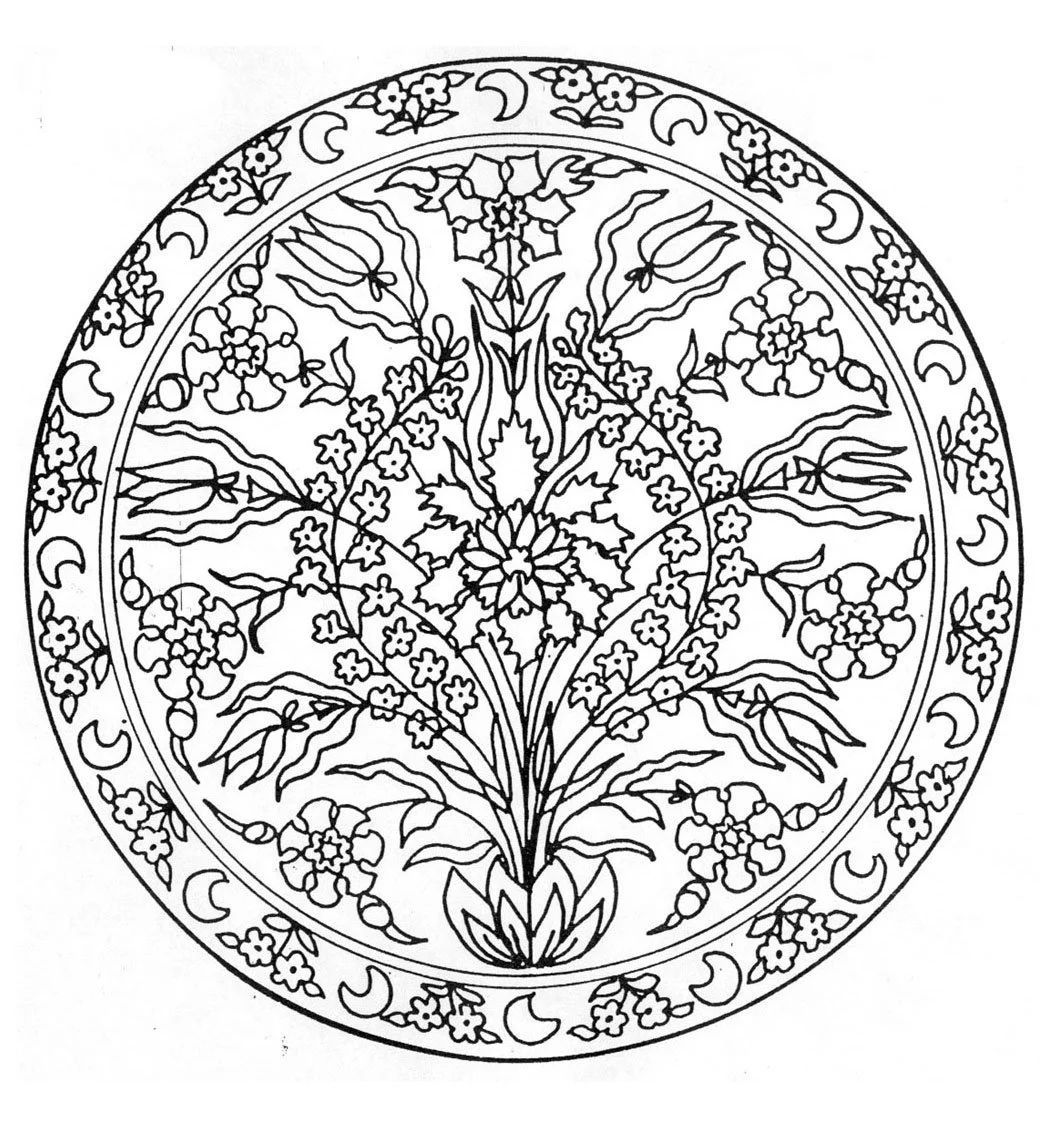 Çocuklar İçin Çiçek-Mandala Boyama Sayfaları 