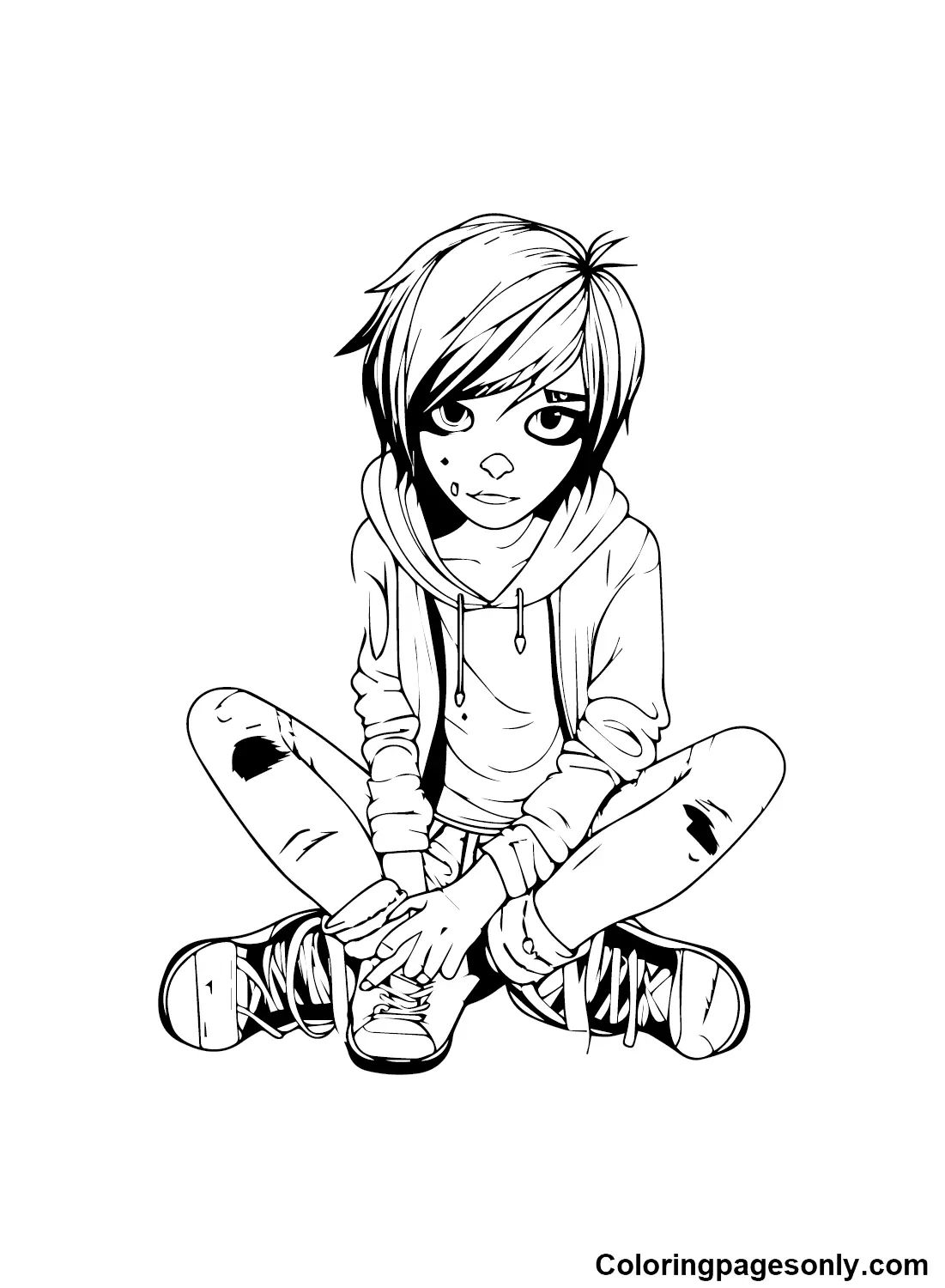 Çocuklar İçin Emo Boyama Sayfaları 