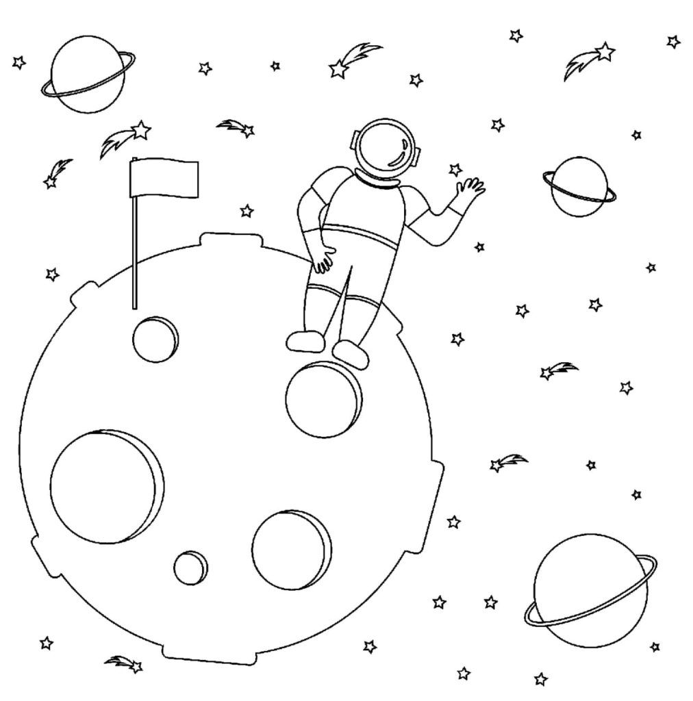 Çocuklar İçin Astronot Boyama Sayfaları 