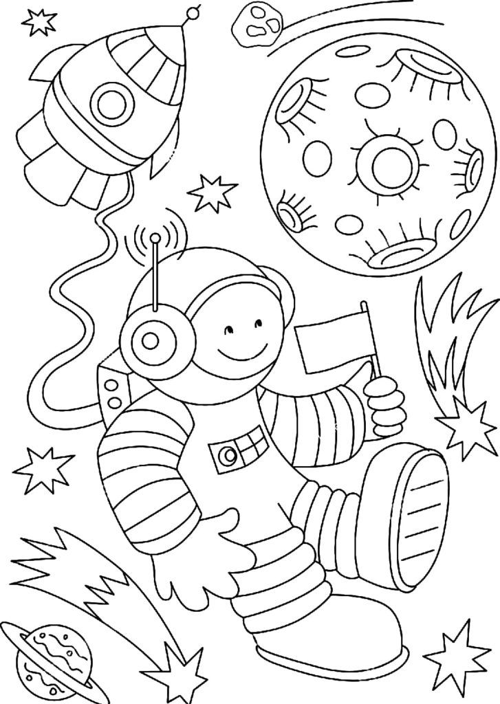 Çocuklar İçin Astronot Boyama Sayfaları 