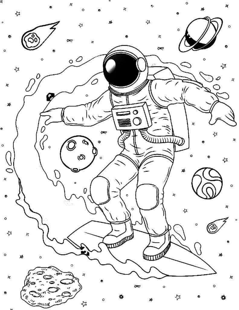 Çocuklar İçin Astronot Boyama Sayfaları 