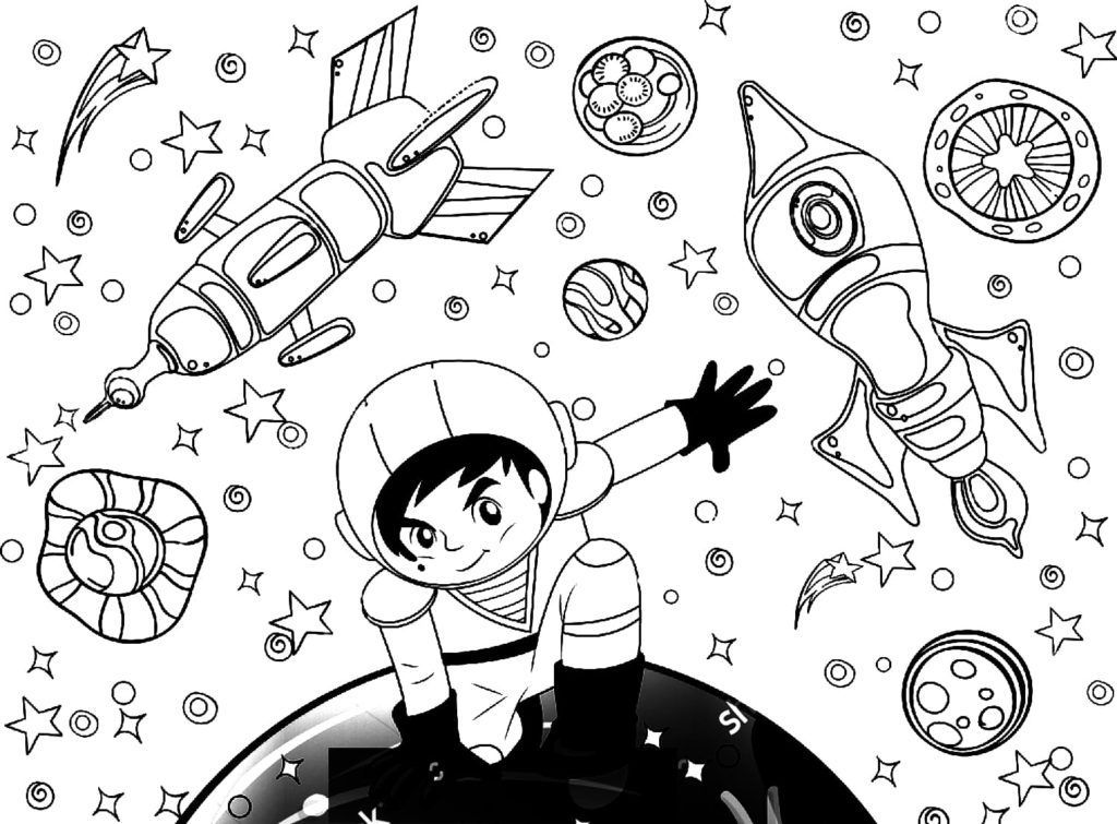 Çocuklar İçin Astronot Boyama Sayfaları 