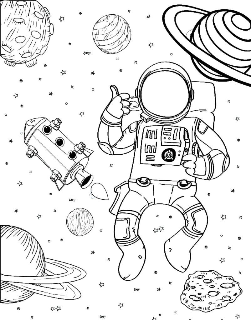 Çocuklar İçin Astronot Boyama Sayfaları 