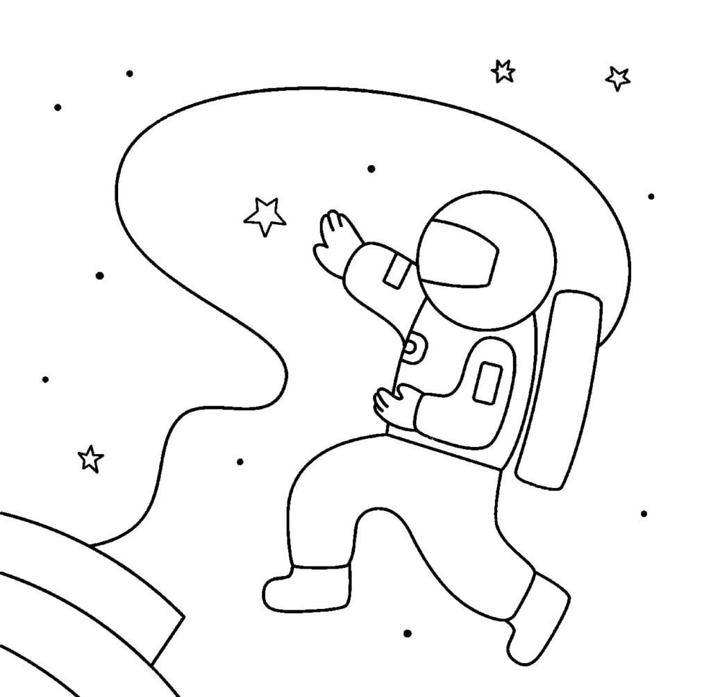 Çocuklar İçin Astronot Boyama Sayfaları 