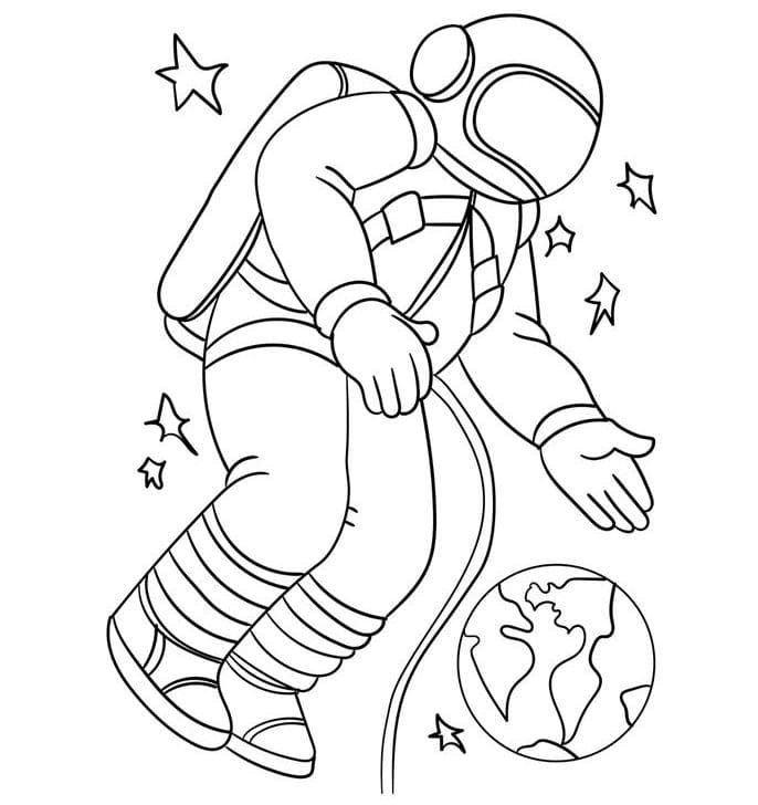 Çocuklar İçin Astronot Boyama Sayfaları 