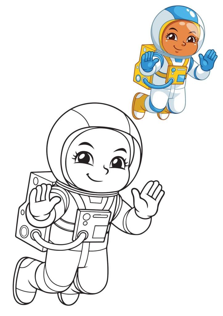 Çocuklar İçin Astronot Boyama Sayfaları 