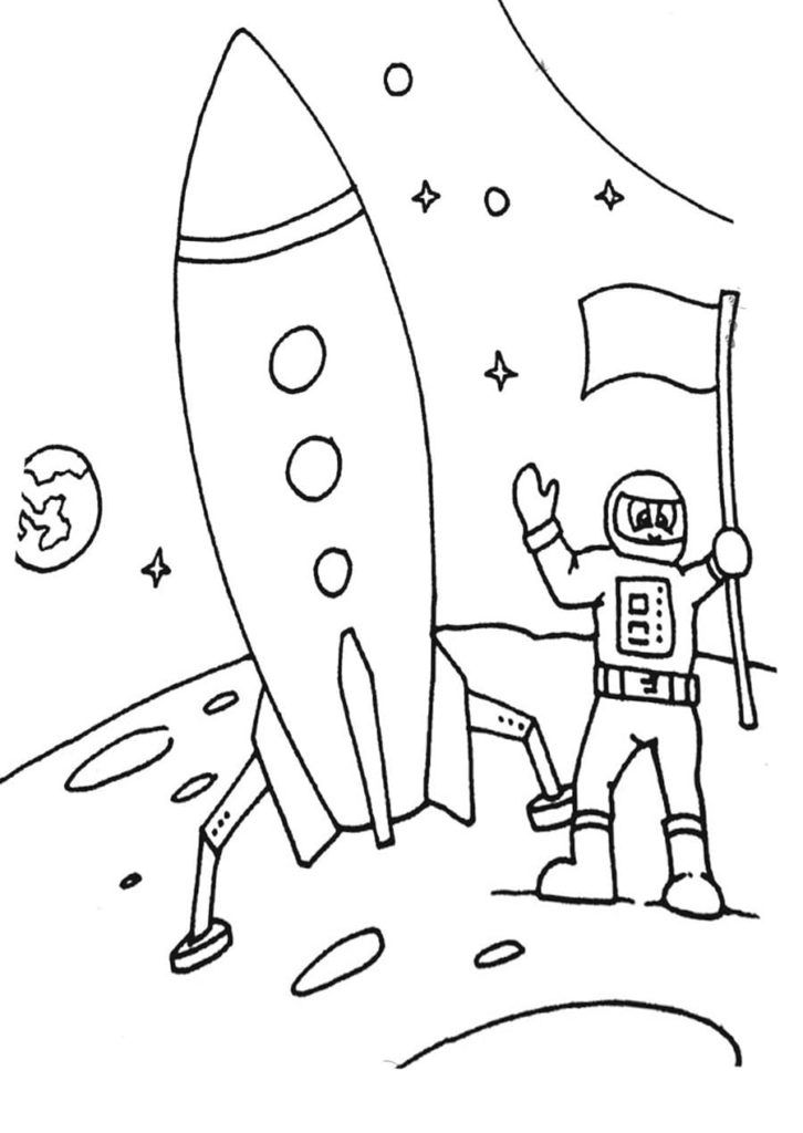 Çocuklar İçin Astronot Boyama Sayfaları 