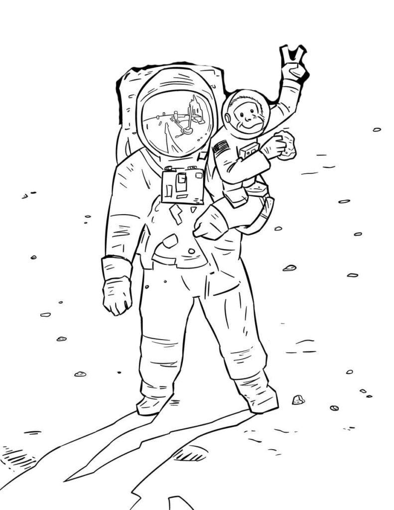 Çocuklar İçin Astronot Boyama Sayfaları 