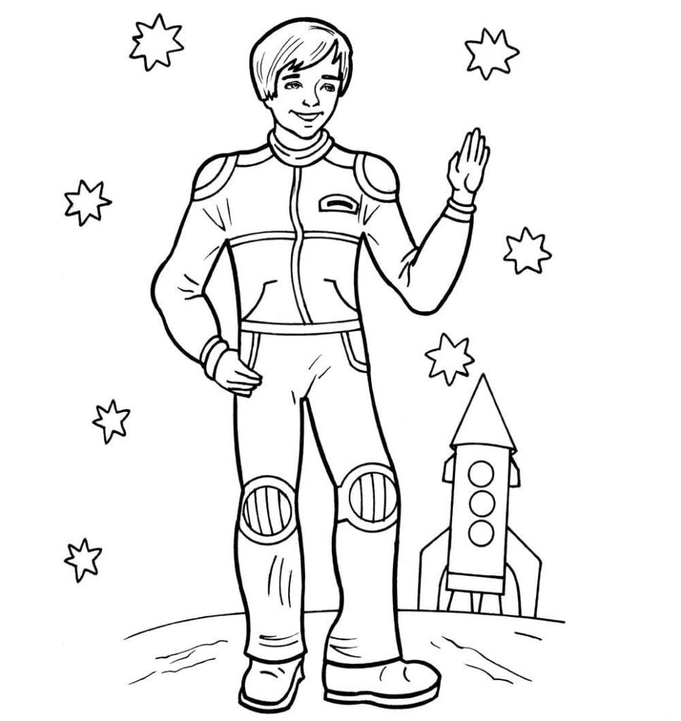 Çocuklar İçin Astronot Boyama Sayfaları 