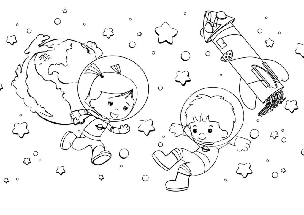 Çocuklar İçin Astronot Boyama Sayfaları 