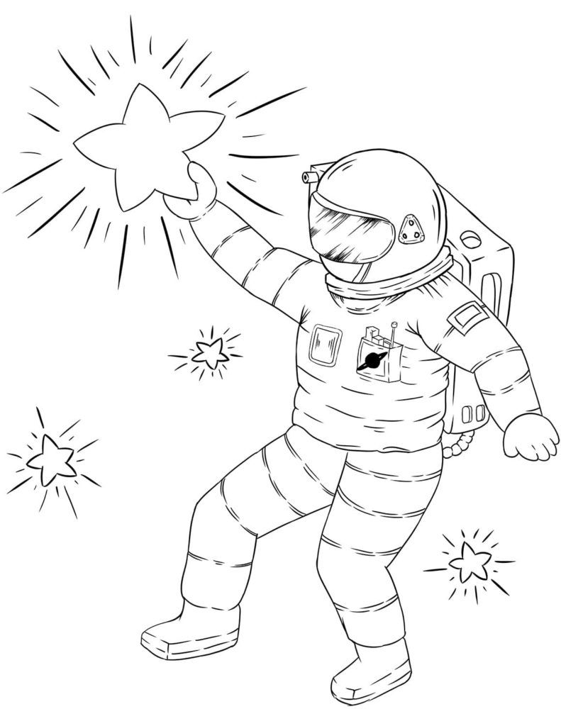Çocuklar İçin Astronot Boyama Sayfaları 