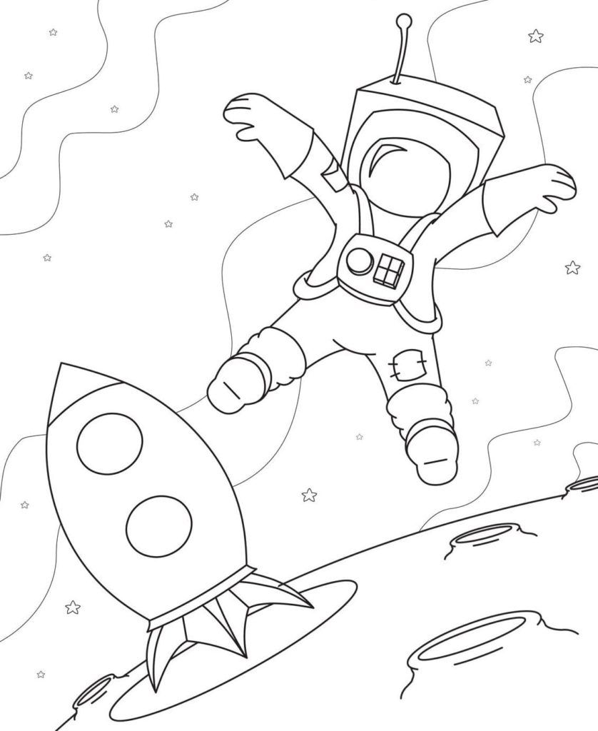 Çocuklar İçin Astronot Boyama Sayfaları 