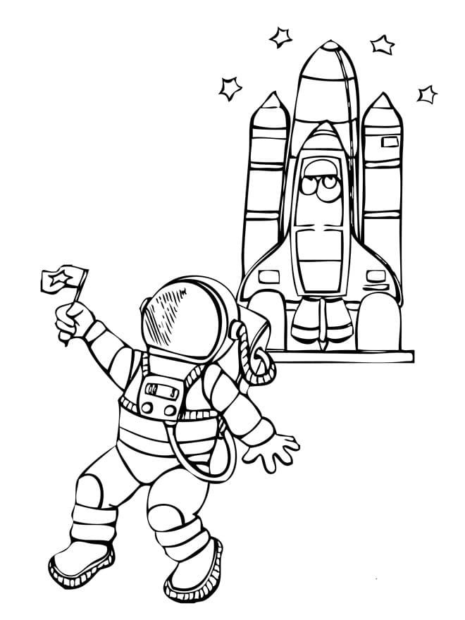 Çocuklar İçin Astronot Boyama Sayfaları 
