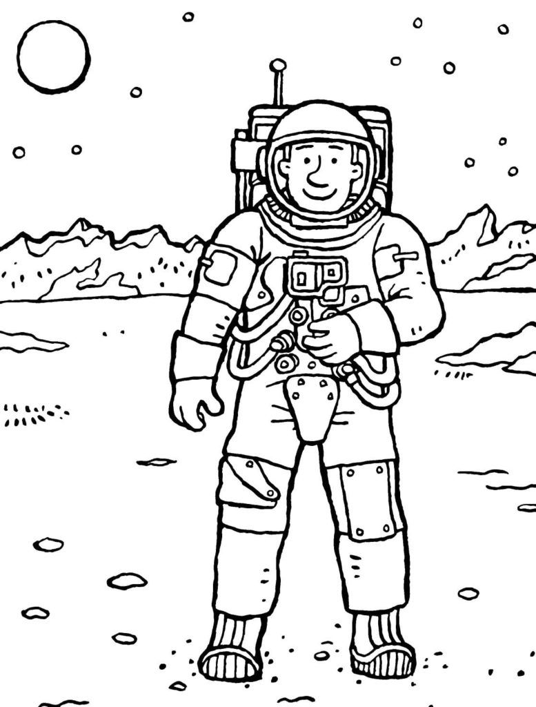 Çocuklar İçin Astronot Boyama Sayfaları 