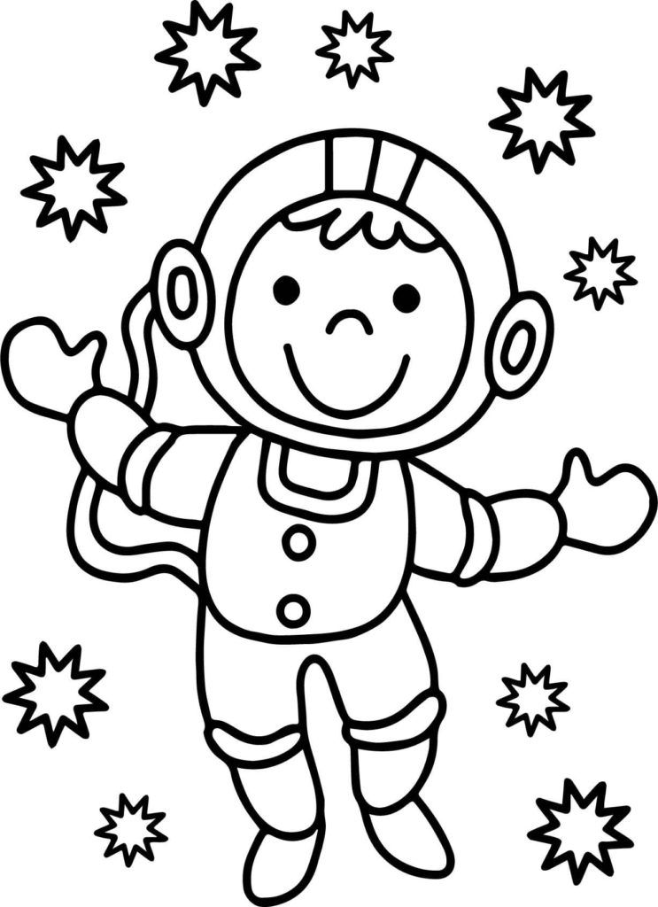 Çocuklar İçin Astronot Boyama Sayfaları 