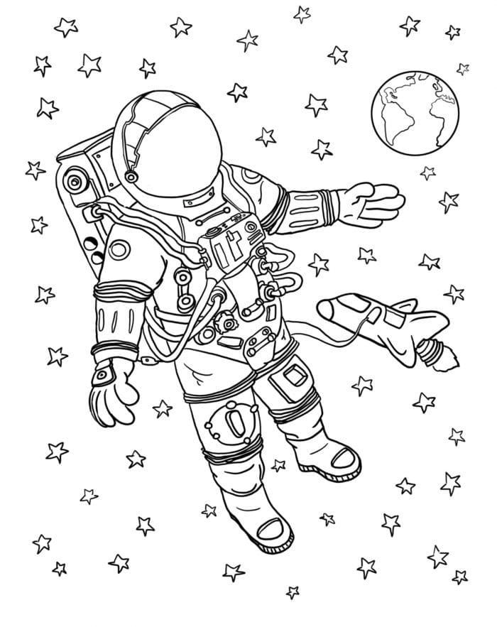 Çocuklar İçin Astronot Boyama Sayfaları 