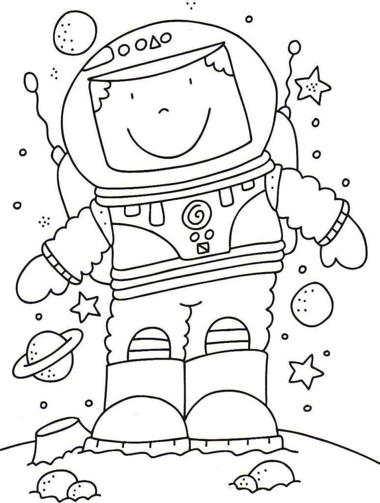 Çocuklar İçin Astronot Boyama Sayfaları 