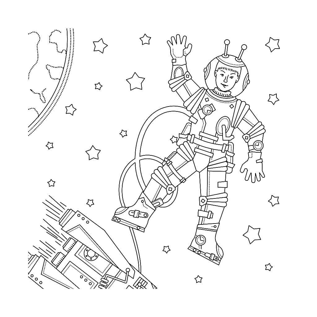 Çocuklar İçin Astronot Boyama Sayfaları 