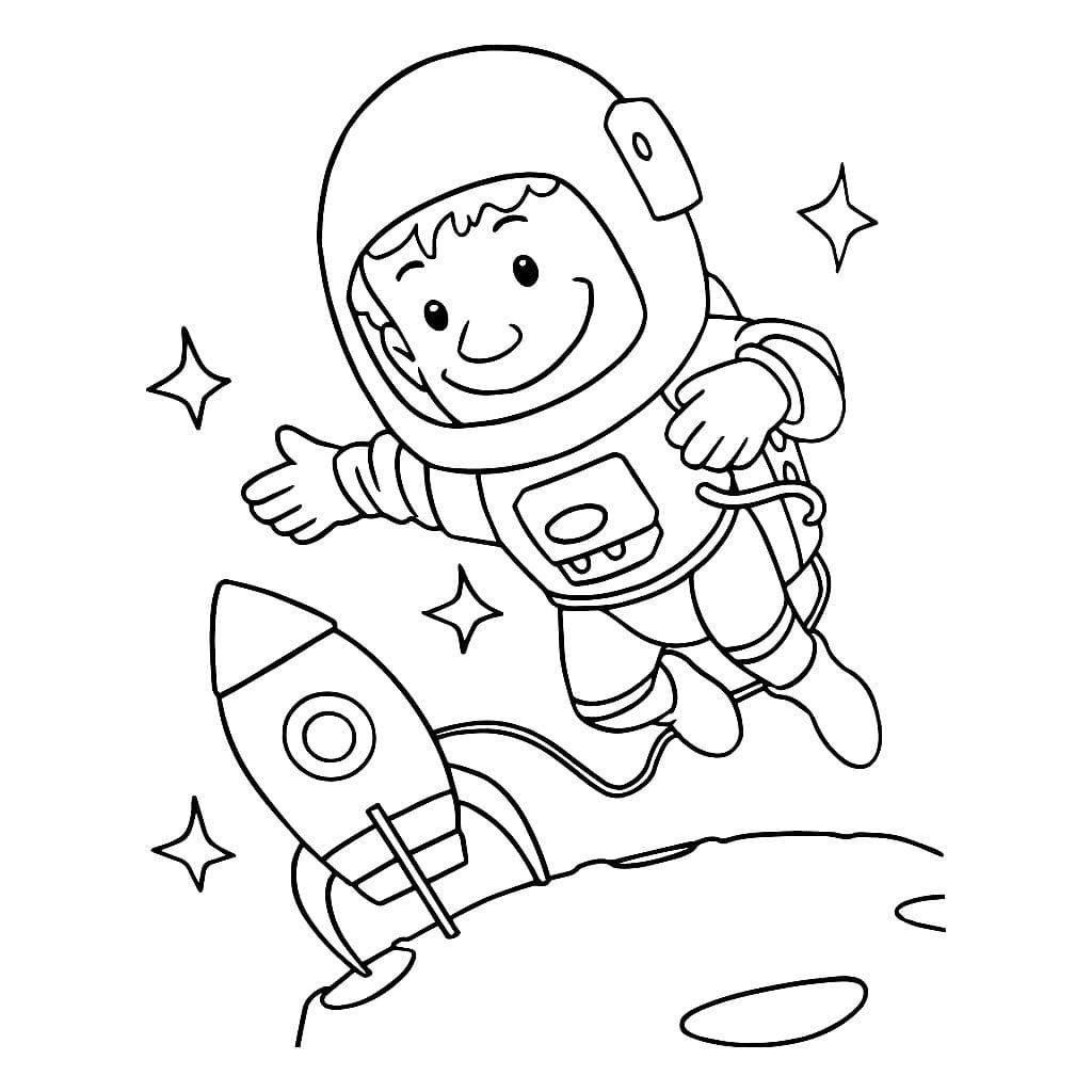 Çocuklar İçin Astronot Boyama Sayfaları 