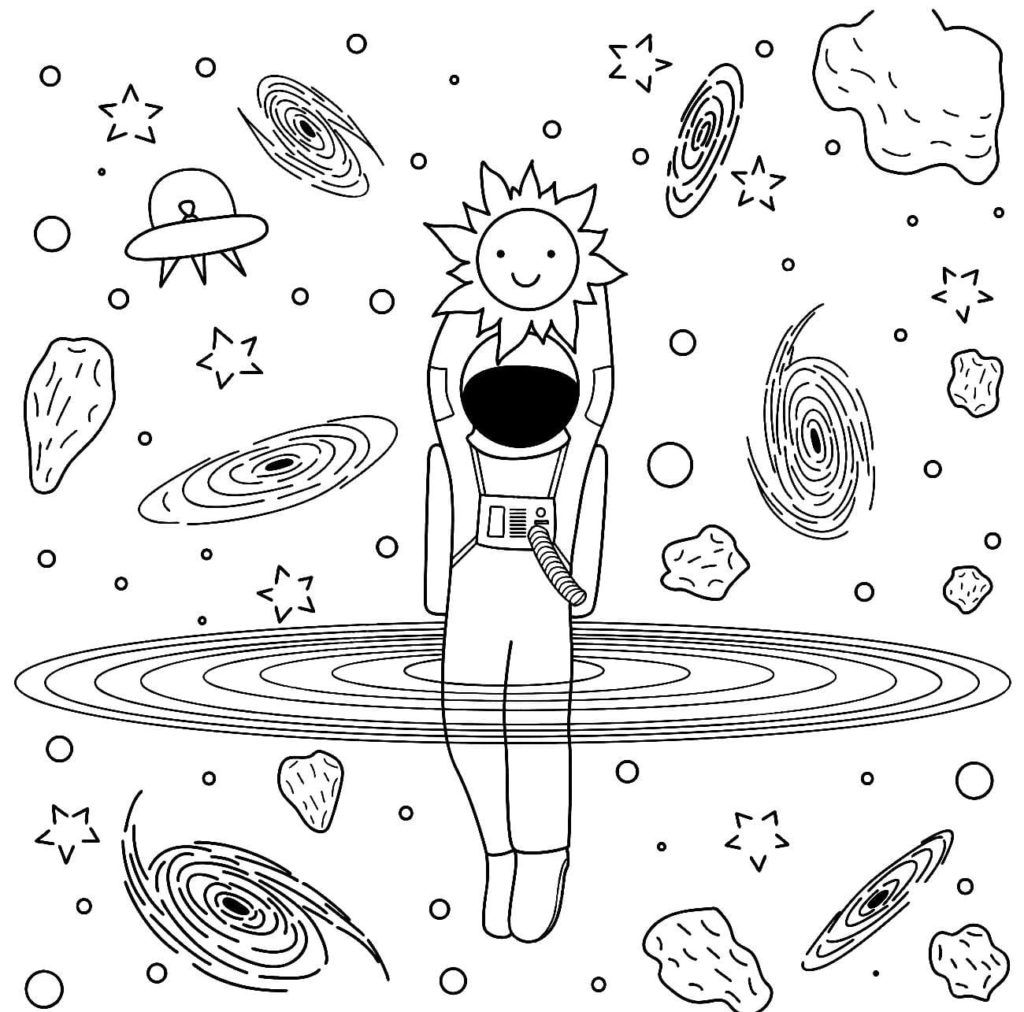 Çocuklar İçin Astronot Boyama Sayfaları 