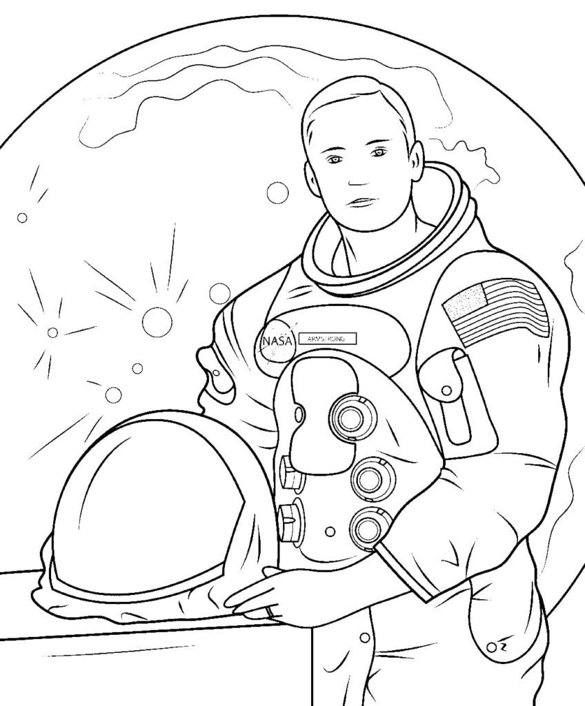 Çocuklar İçin Astronot Boyama Sayfaları 